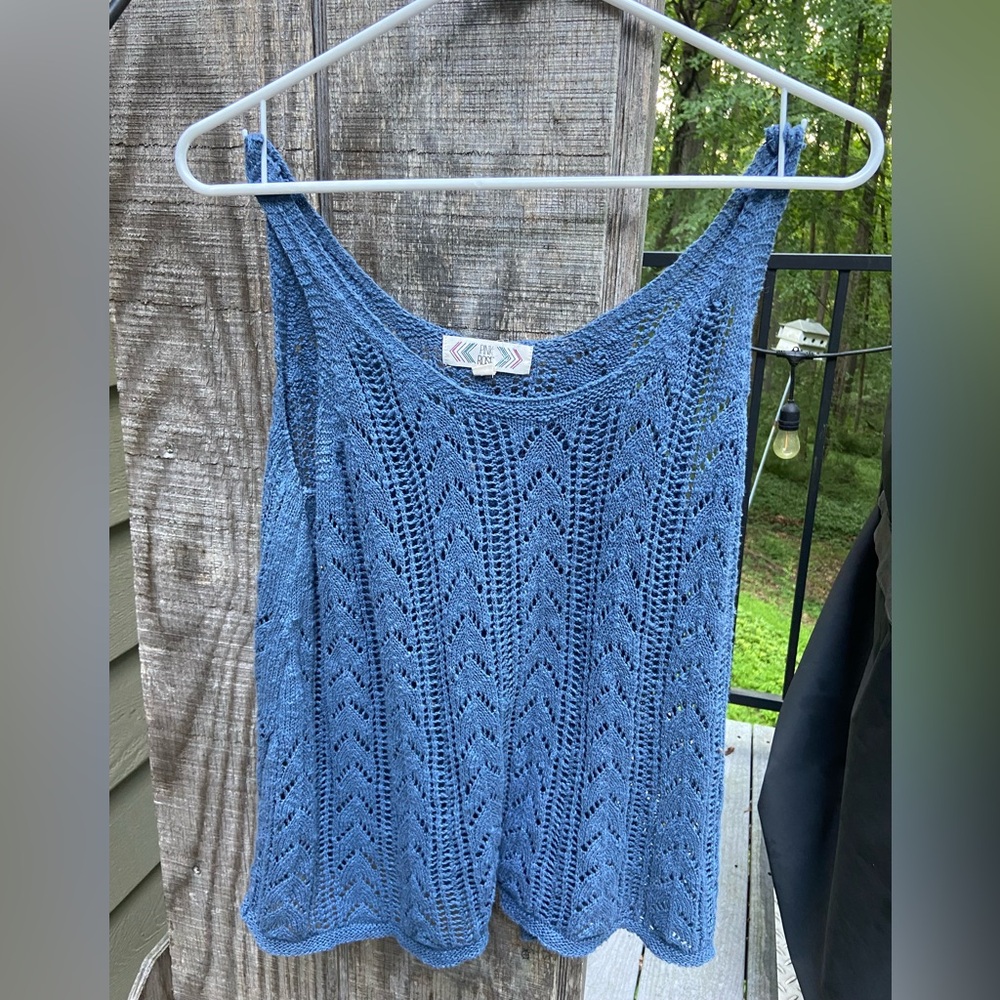 Pink Rose Blue Knitted Tank